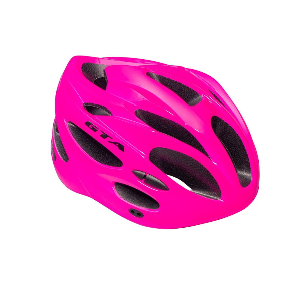 Capacete inmold mtb start 58/62 20 furos rosa com sinalizador