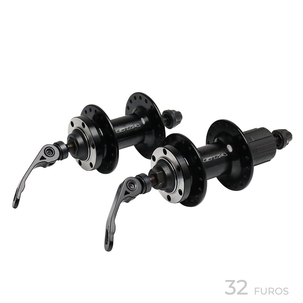 Cubo aluminio par com rolamento preto para cassete de 8 a 12 velocidades com blocagem para freio a disco 32 furos