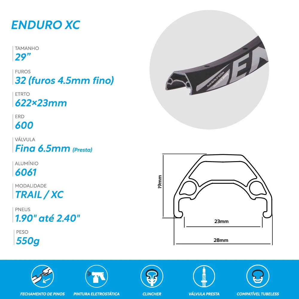Aro 29 enduro xc 32 furos tubeless ready – foto 3