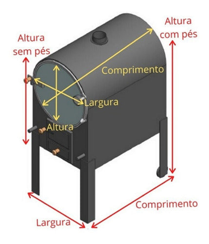 Forno A Lenha Com Interior Inox Brilhante 80Cm Fornellar