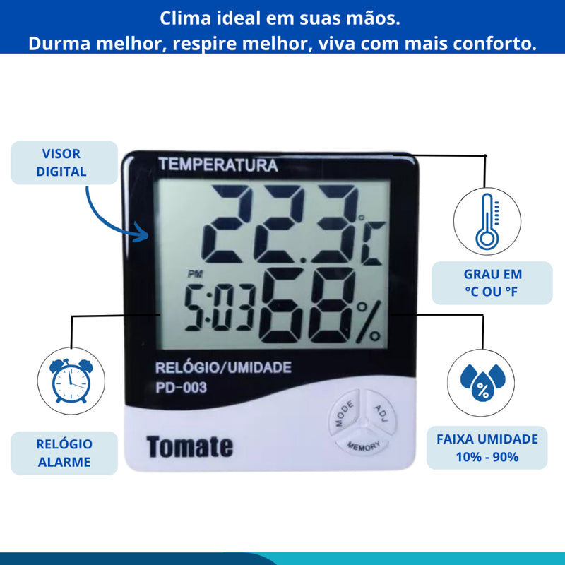 Termo-higrômetro E Relógio Digital Umidade E Temperatura