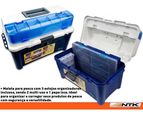 Maleta Box Para Pesca Caixa Pescador Pesca Brasil Pb007 Azul