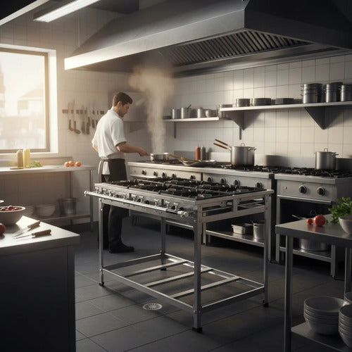 Fogão Industrial 6 Bocas/qd Baixa Pressão Perfil 7 Inox Fast