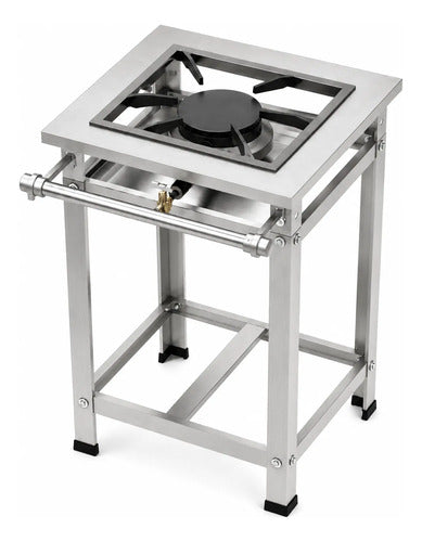 Fogão Industrial Inox P7 1 Boca Qs Qg C/ Pés Reguláveis B.p
