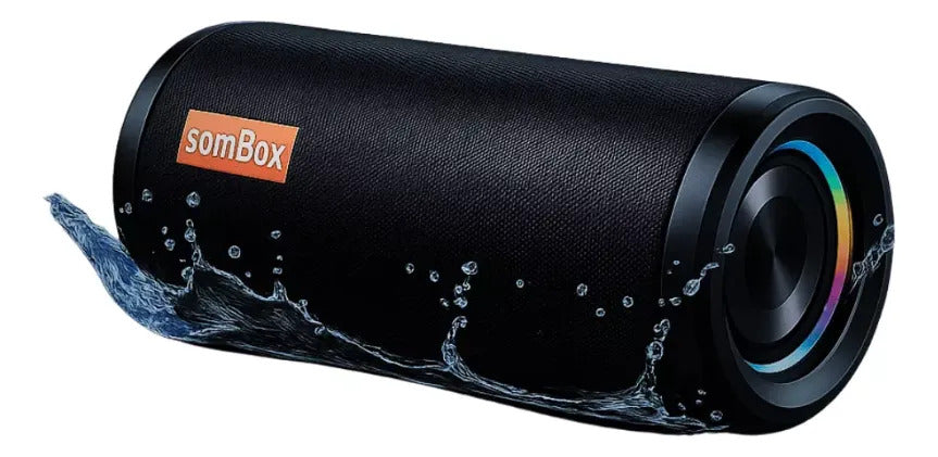 Caixa de Som Bluetooth Potente 50W RGB com LED Portátil Sombox D-X007