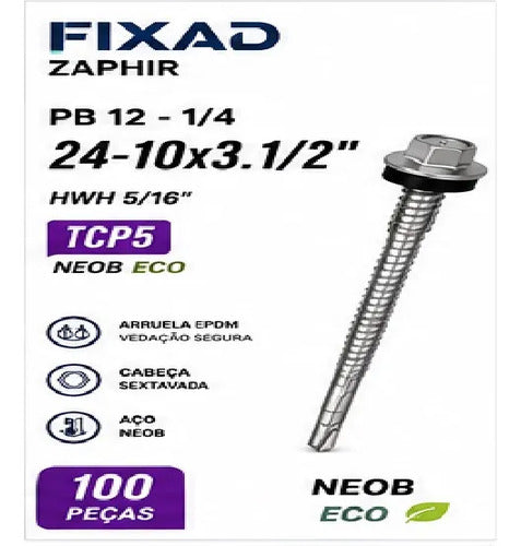 Parafuso Hard Zaphir Pb24-10x3.1/2 Tcp5 Neob Ecoseal – 100 Peças – foto 3