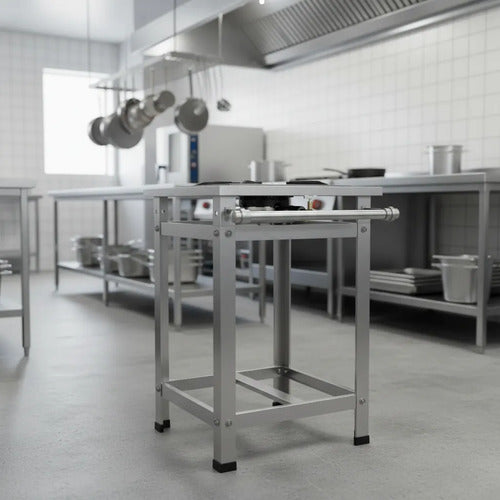 Fogão Industrial Inox P7 1 Boca Qs Qg C/ Pés Reguláveis B.p
