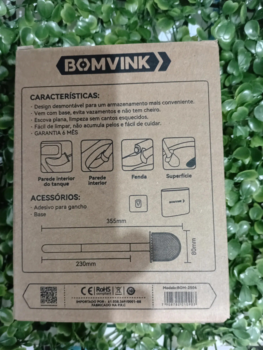 Escova para Vaso Sanitário com Suporte Branca Bomvink BOM-2504