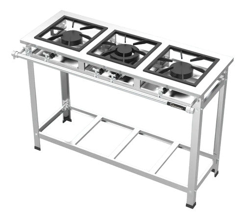 Fogão Industrial Fast Gourmet 3 Bocas Baixa P. 2qs 1qd Qd P7