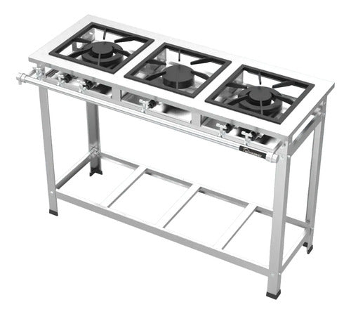 Fogão Industrial 3 Bocas 1qs 2qd Qg B.p P7 Inox Fast G.