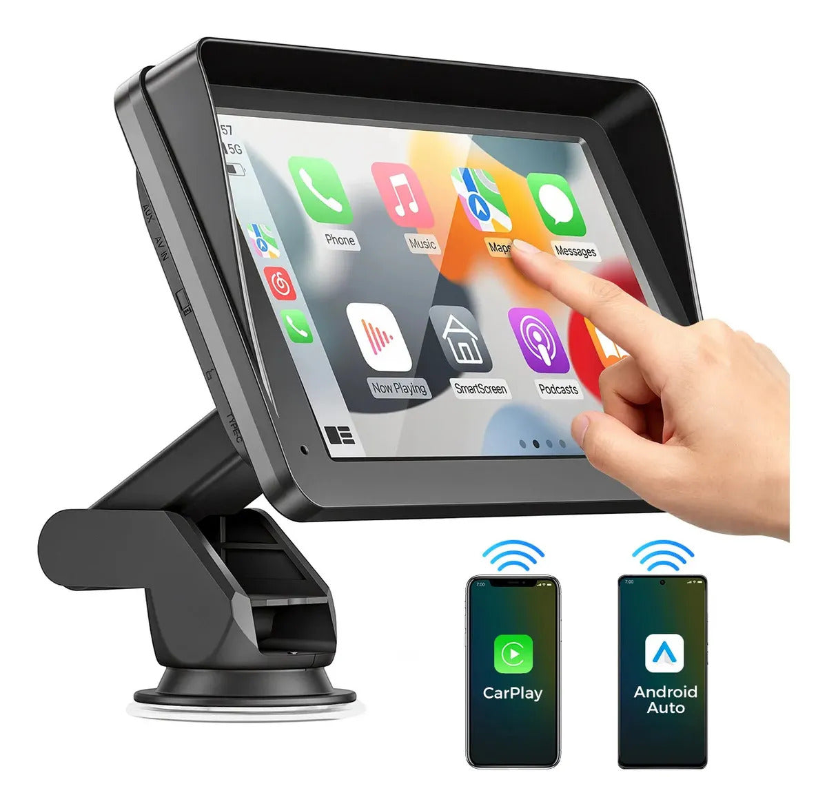 Central Multimídia Automotiva Portátil 7 Polegadas Touch Wireless Bluetooth 5.0 12V Torquehammer VPL-1017