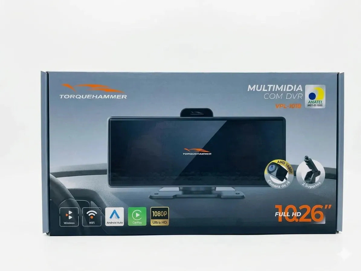 Central Multimídia Automotiva com DVR Tela 10,26 Polegadas Full HD Bluetooth GPS Torquehammer VPL-1018