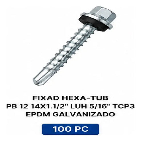 Parafuso Autobrocante Hard Hexa-Tub PB 12 TCP3 EPDM Galvanizado – 100 Peças – foto 3
