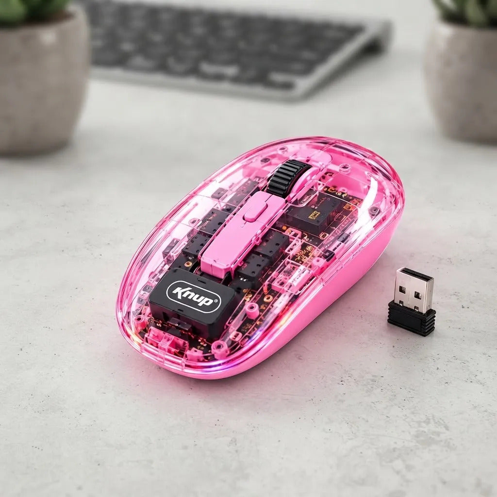 Mouse Sem Fio RGB 2.4 GHz com 3 Níveis de DPI 800/1200/1600 Ambidestro Knup KP-MU029