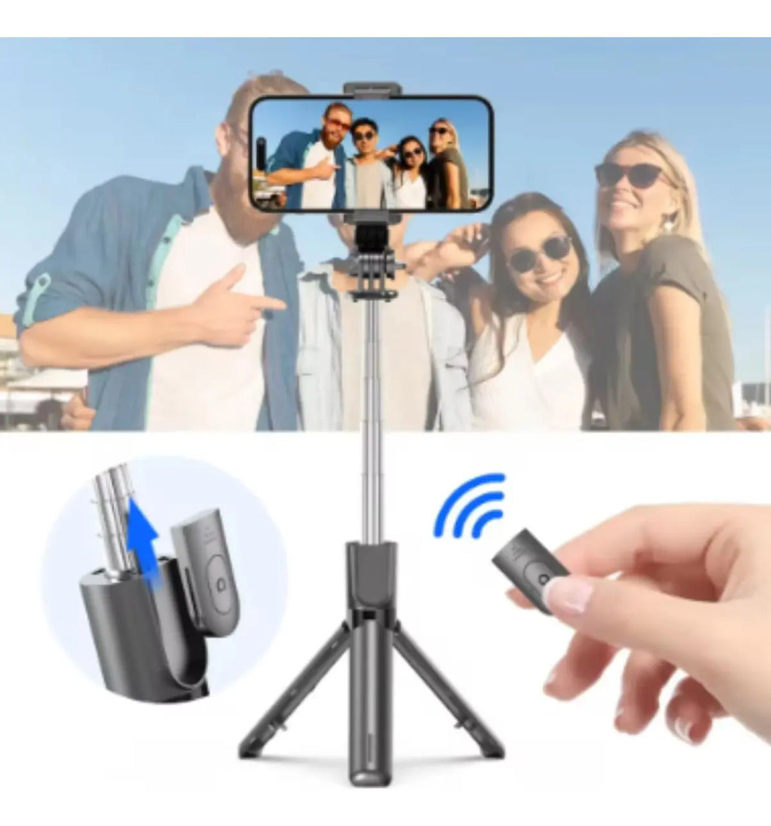 Bastão de Selfie Tripé para Celular com Controle Remoto Bluetooth A'Gold SLF-16