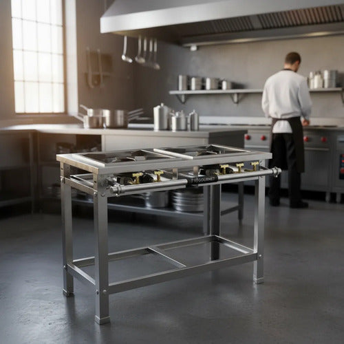 Fogão Industrial 2 Bocas 2qd Baixa Pressão Perfil 7 Inox Fg