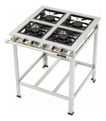 Fogão Industrial 4 Bocas 2qs 2qd Qg B.p P7 Inox Fast G.