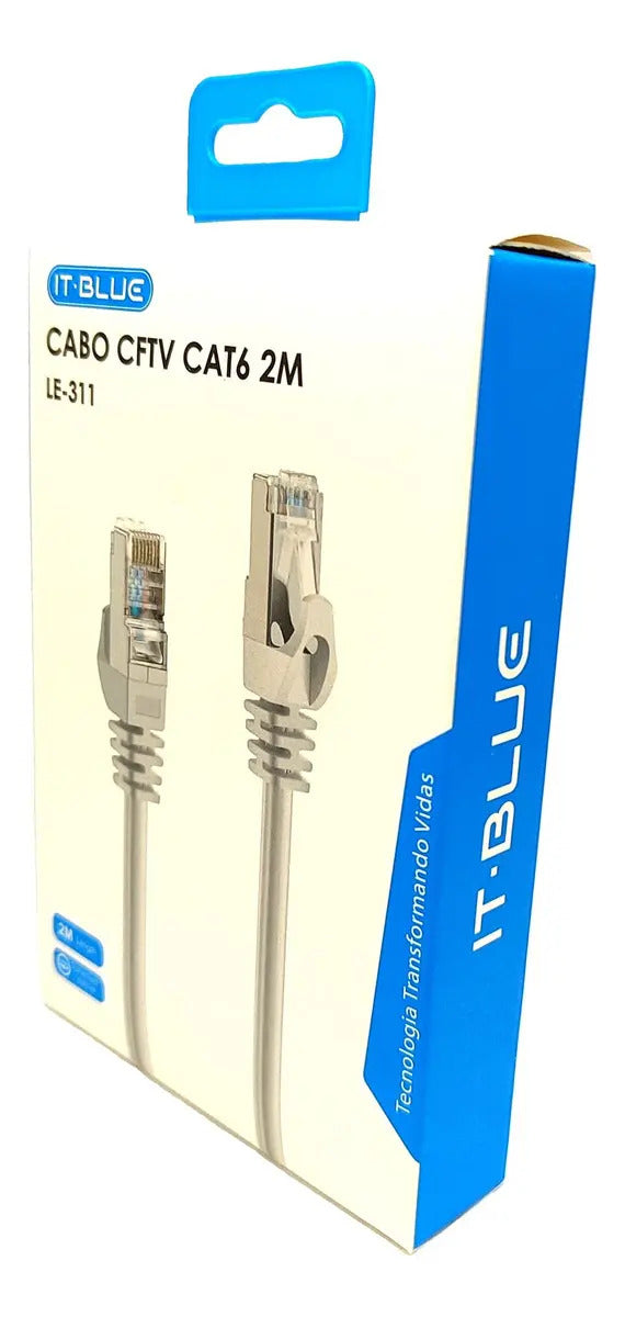 Cabo de Rede Patch Cord RJ45 Cat6 2 Metros Cinza It-Blue LE-311