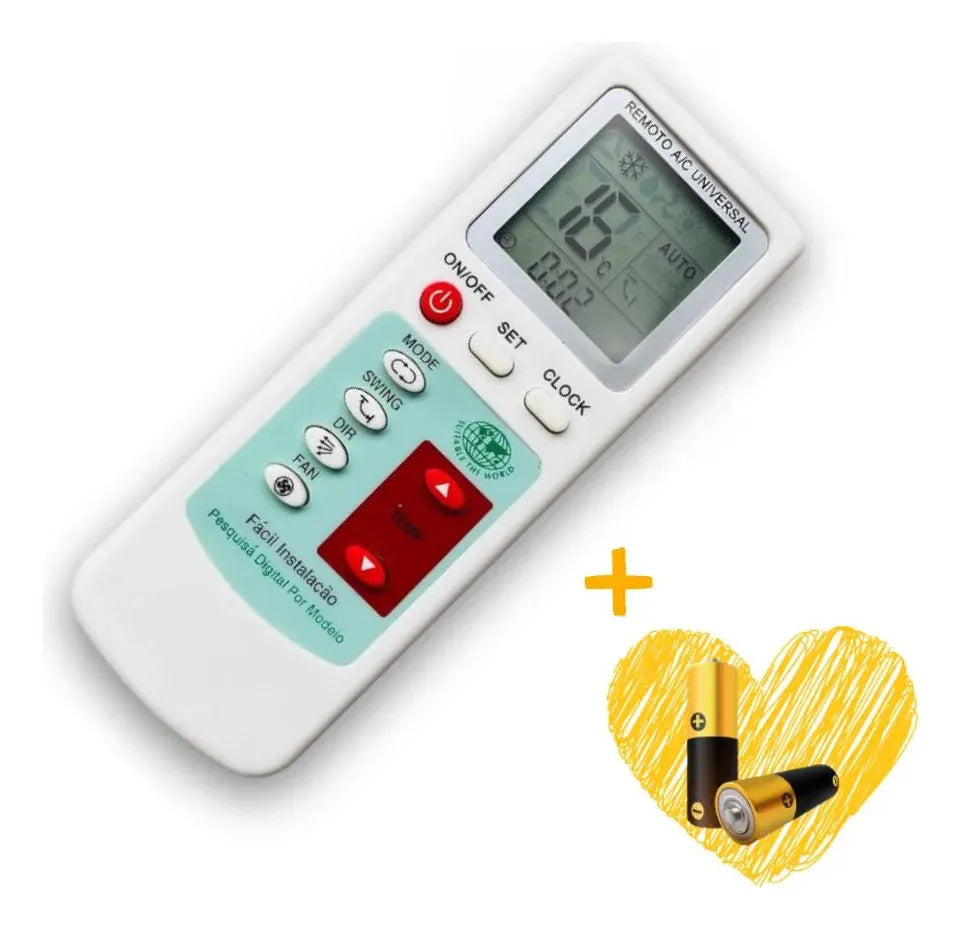 Controle Remoto Universal para Ar Condicionado com Display LCD Lelong LE-7430