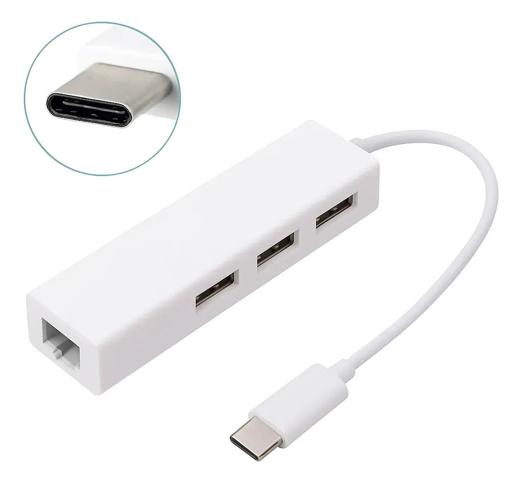 Hub Type-C com 3 Portas USB 2.0 e 1 Porta de Rede RJ45 para Notebook It-Blue LE-5575