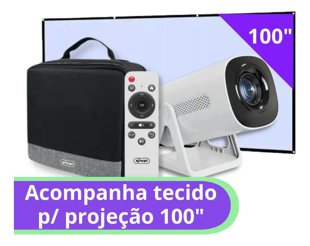 Projetor de LED Multimídia com Android 720p Wi-Fi HDMI com Controle Remoto Knup KP-PJ010