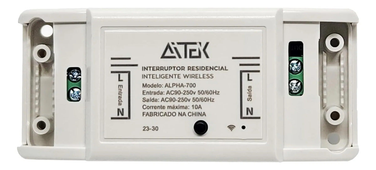 Interruptor Residencial Inteligente Wireless Wi-Fi 10A Bivolt Alexa e Google Aitek Alpha 700