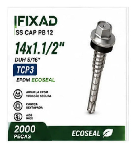 Parafuso Hard Ss Cap Pb 14x1.1/2 Tcp3 Epdm Ecoseal – 2000 Peças – foto 2