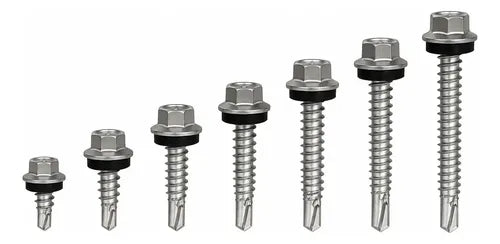 Parafuso Autobrocante Hard SS Cap Cabeça Inox PB 12-1/4 TCP4 EPDM para Telha Sanduíche – 100 Peças – foto 2