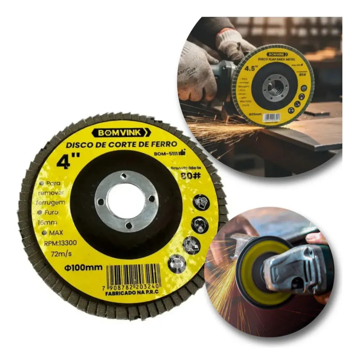 Disco de Corte de Ferro 4 Polegadas 100 mm para Esmerilhadeira Bomvink BOM-5111