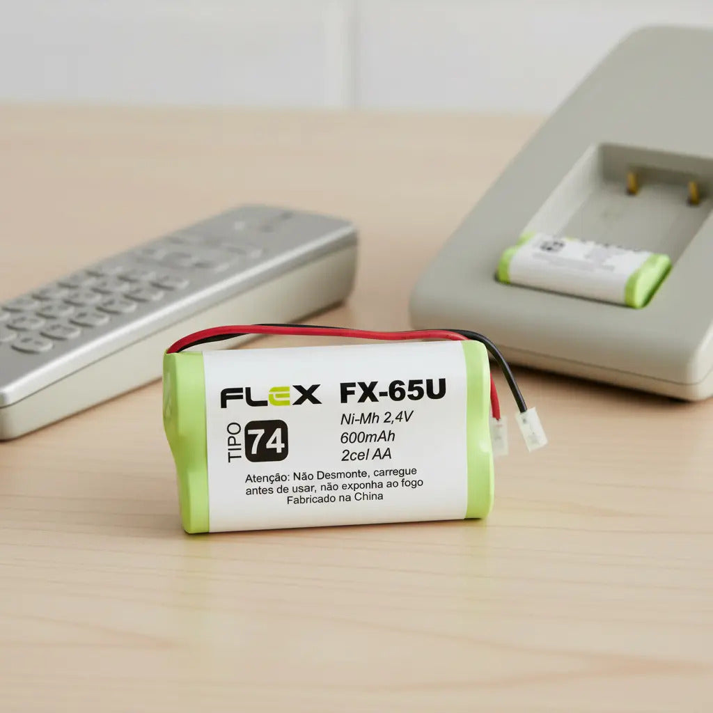 Bateria Para Telefone Sem Fio 2,4V 600 mAh 2 Células AA Ni-MH Flex FX-65U