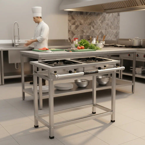 Fogão Industrial 2 Bocas Qs Qg A.p P7 Inox Fast Gourmet