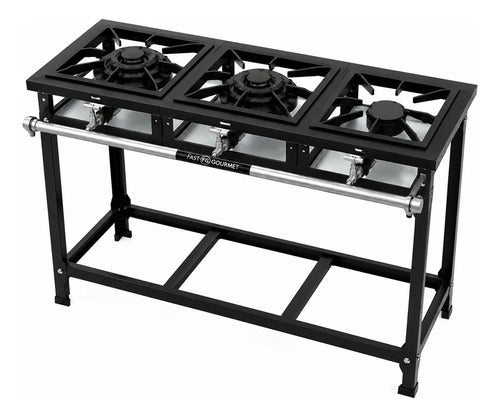 Fogão Industrial 3 Bocas 1qs+2qd Baixa Pressão Fast Gourmet Pintado