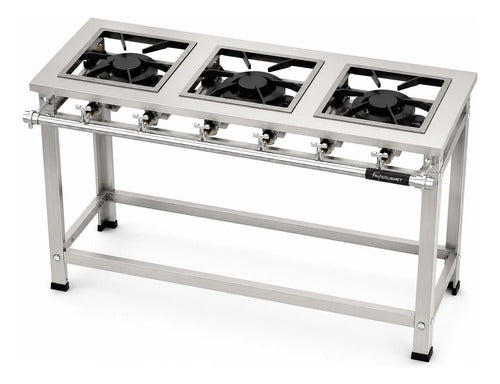 Fogão Industrial 3 Bocas 3qd Qg B.p Fast Gourmet P7 Inox
