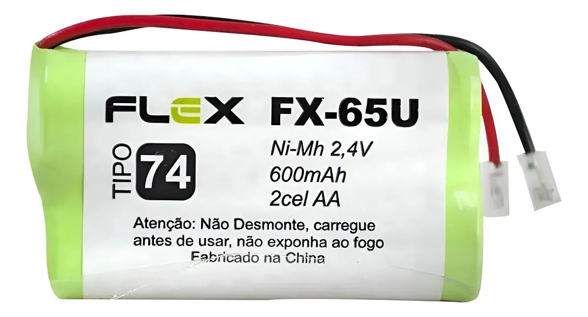 Bateria Para Telefone Sem Fio 2,4V 600 mAh 2 Células AA Ni-MH Flex FX-65U