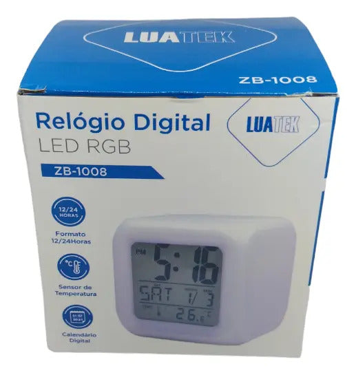 Relógio de Mesa Digital com Iluminação RGB Luatek ZB-1008