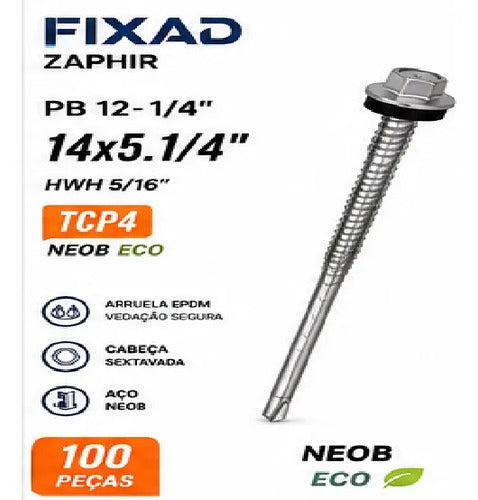 Parafuso Hard Zaphir Pb 14x5.1/4 Tcp4 Neob Ecoseal – 100 Peças – foto 3