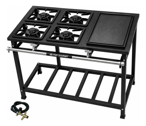 Fogão Industrial 4 Bocas/qd + Chapa Baixa Pressão Fast Gourm