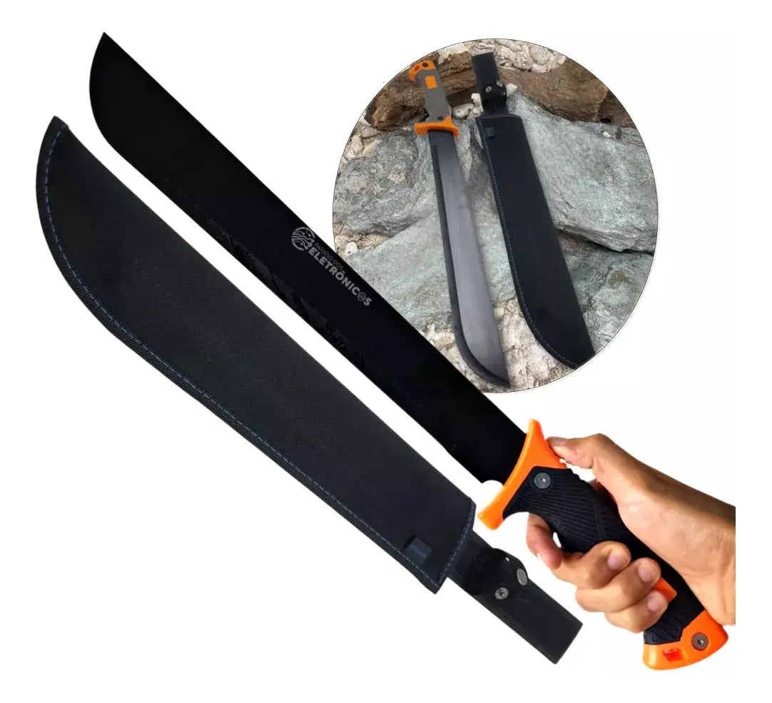 Facão Para Pesca e Caça em Aço Inoxidável 53 cm com Bainha Camping e Trilha Luatek SLK-K38