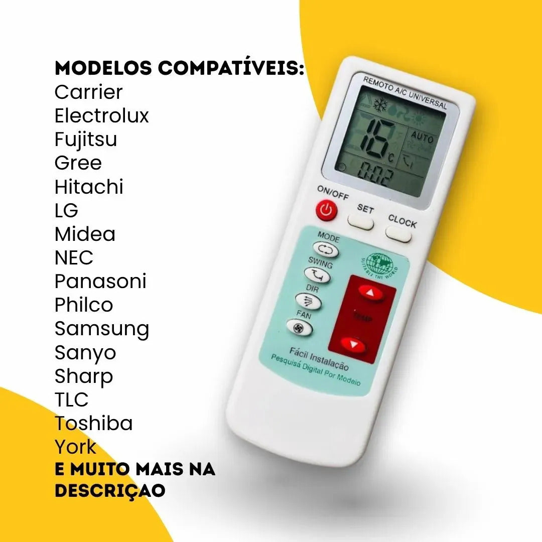 Controle Remoto Universal para Ar Condicionado com Display LCD Lelong LE-7430