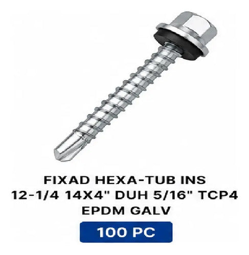 Parafuso Hard Hexa-tub 14x4 Tcp4 Epdm Galvanizado – 100 Peças – foto 2