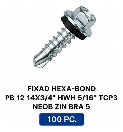 Parafuso Hard Hexa-bond 14x3/4 Tcp3 Neob Zin – 100 Peças – foto 2