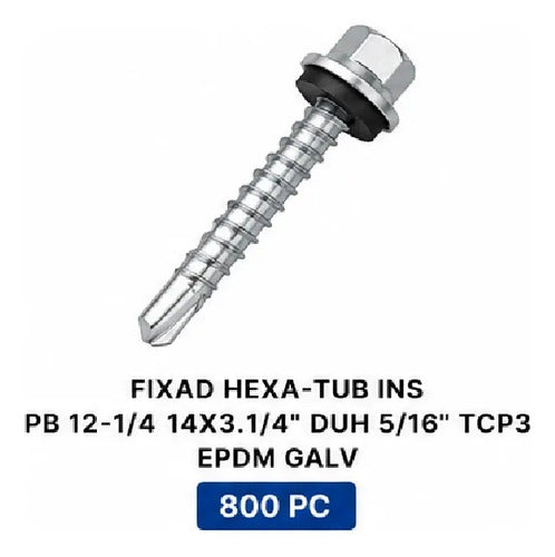 Parafuso Hard Hexa-tub 14x3.1/4 Tcp3 Epdm Galv – 800 Peças – foto 2