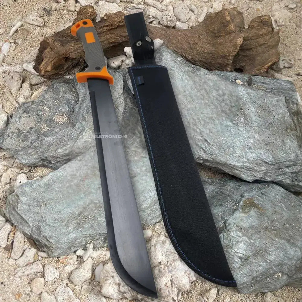 Facão Para Pesca e Caça em Aço Inoxidável 53 cm com Bainha Camping e Trilha Luatek SLK-K38