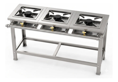 Fogão Industrial 3 Boca Qd Baixa Pressão Perfil 7 Inox Fastg