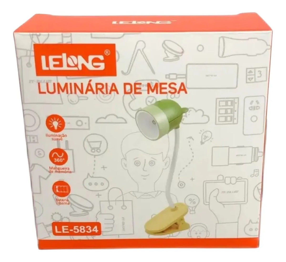 Luminária de Mesa com Clipe e Haste Flexível LED 1W Lelong LE-5834