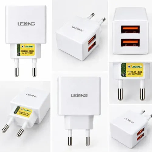 Carregador de Parede com 2 Portas USB 5.1A e Cabo de 1 m Lelong LE-230FP