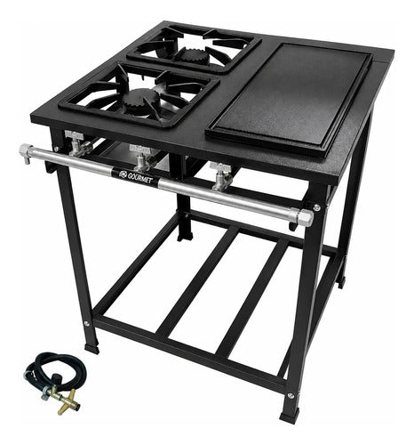Fogão Industrial 2 Bocasqs +chapa Baixa Pressão Fast Gourmet