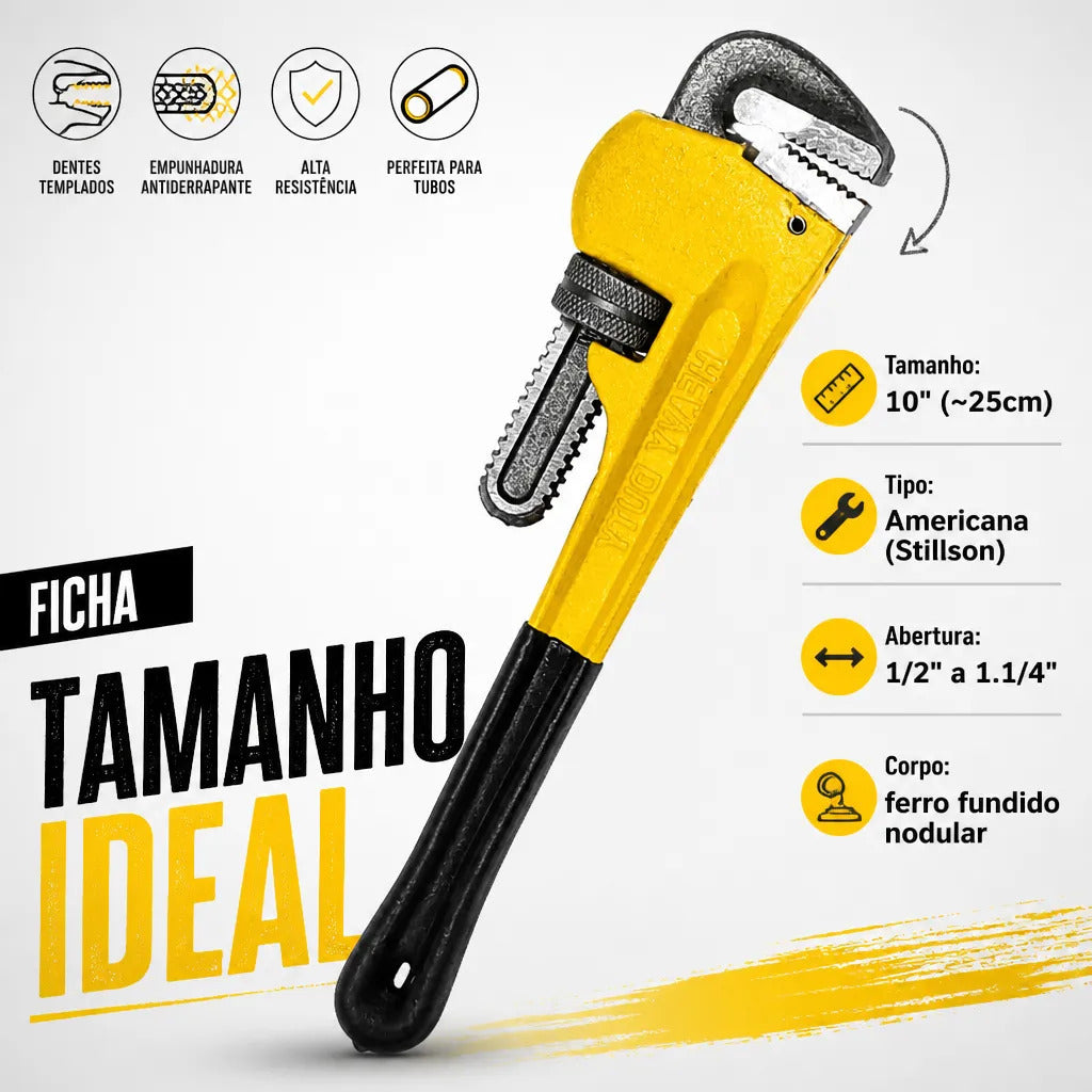 Chave de Grifo 10 Polegadas em Aço com Cabo Antiderrapante Bomvink BOM-1288