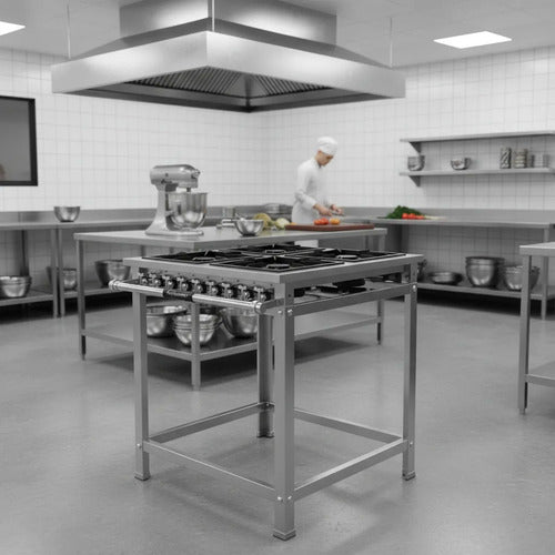Fogão Industrial 4 Bocas/qd Qg B.p P7 Fast Gourmet Inox