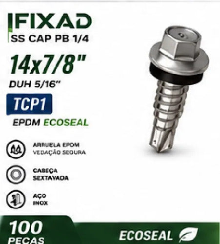 Parafuso Hard Ss Cap Pb 14x7/8 Tcp1 Epdm Ecoseal – 100 Peças – foto 2